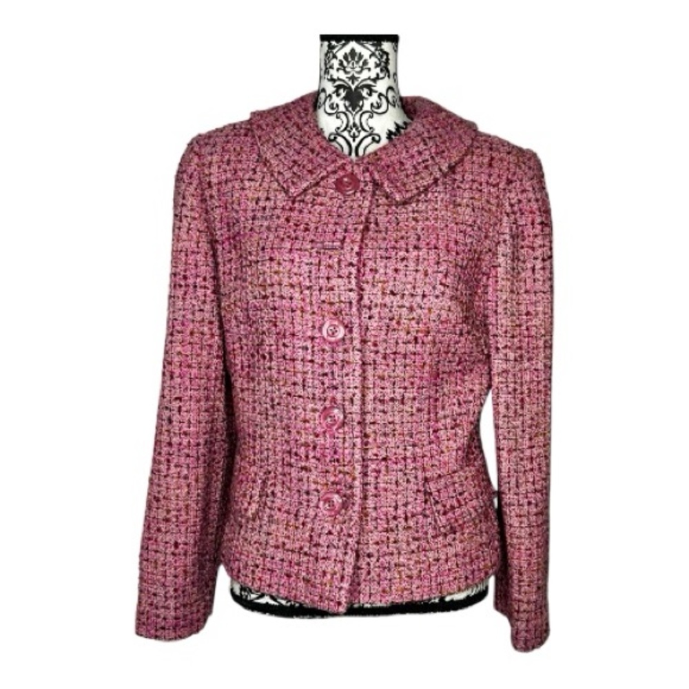 Talbots Pink Tweed Four Button-Front Jacket Size 12
